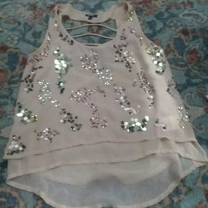 Xoxo gold sequence sleeveless blouse
